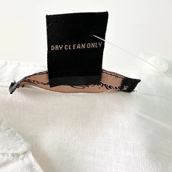 White Linen Blouse Pin Tuck Button Front 3/4 Sleeve Size 1X Marisa Christina - Picture 8 of 8